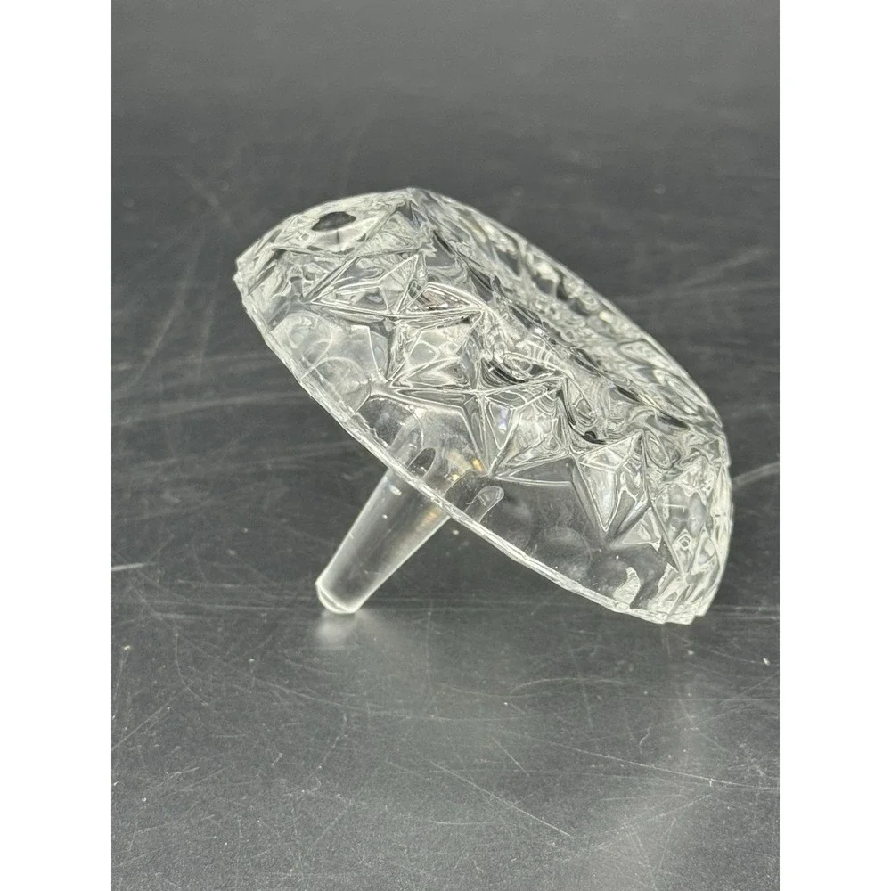 Clear Glass Ring Holder Dish with Cone – Star Pattern Vanity Jewelry Stand